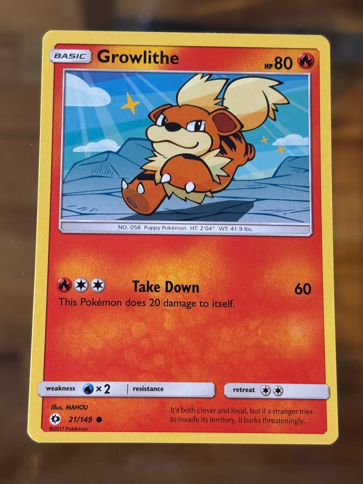 Growlithe - 21/149 - Sun & Moon Pokemon Card