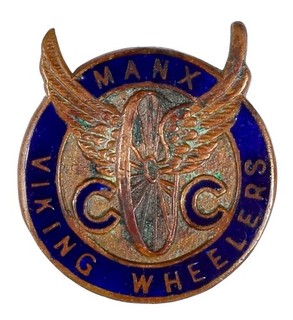 Vintage Old Isle Of Man Manx Viking Wheelers Cycling Club Enamel Brooch Badge