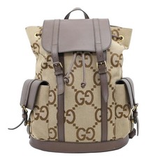 GUCCI Jumbo Double Buckle Dollar Web GG Canvas Backpack Beige 678829