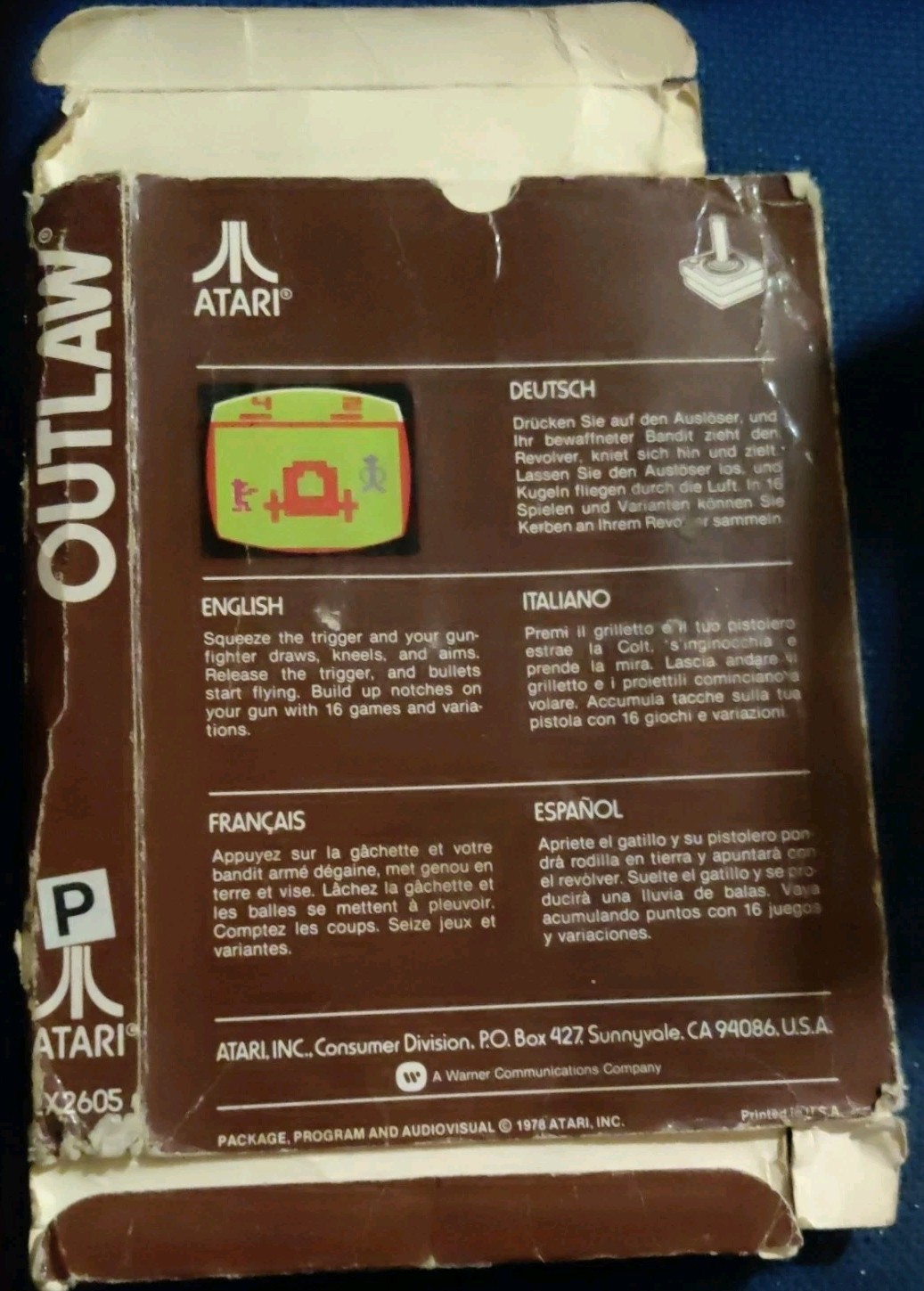 Original Atari 2600 OUTLAW No 16 Box Only image 2