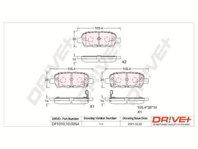 DR!VE+ DP1010.10.0064 BREMSBELAGSATZ, SCHEIBENBREMSE HINTERACHSE FÜR INFINITI NI