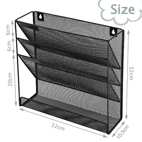 5-Pocket Metal Mesh Wall File Holder Organizer Office Hanging Magazine