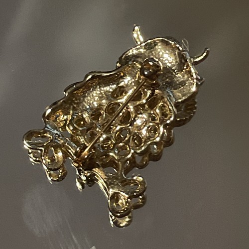 Broche prendedor vintage búho en rama pájaro tono dorado estrás - Imagen 6 de 7