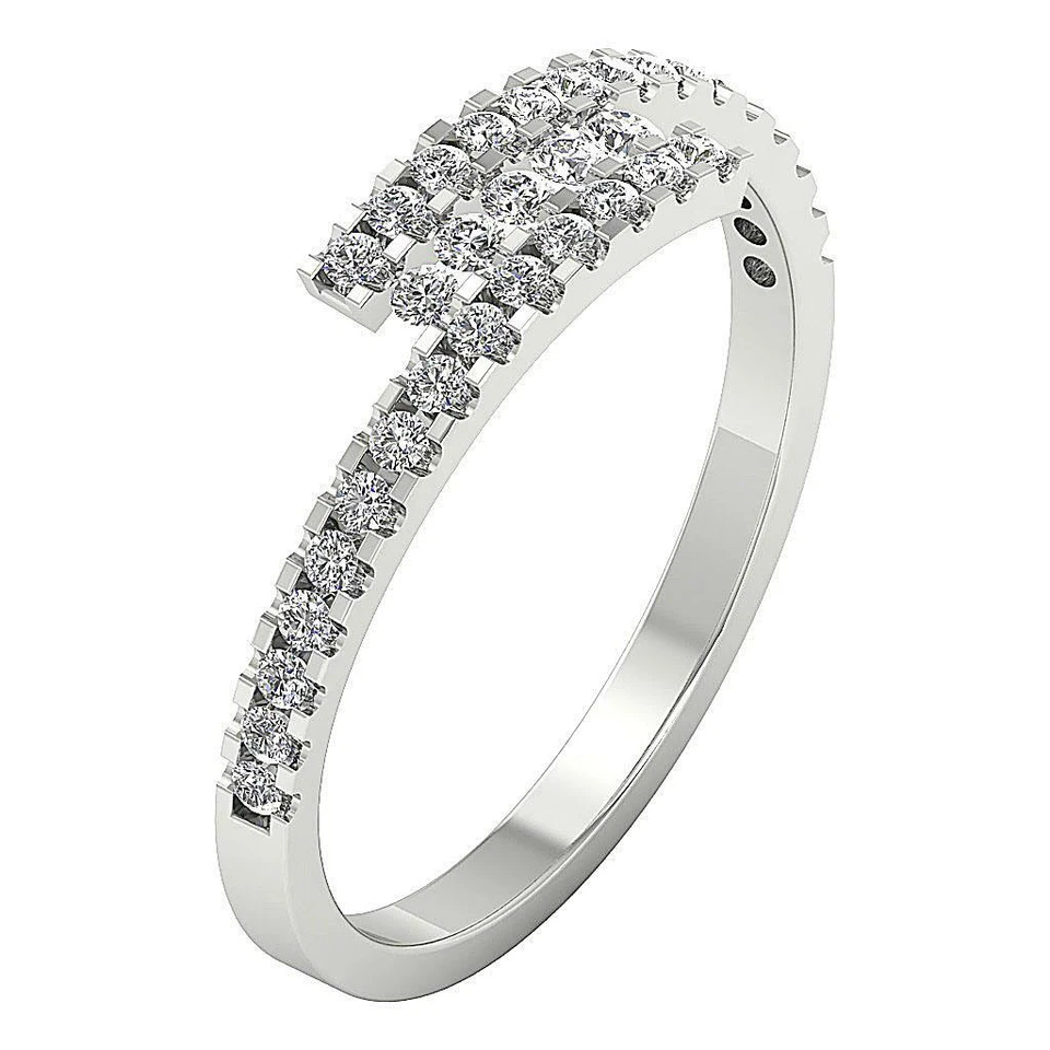 Anillo de aniversario de oro rosa amarillo blanco 14K I1 G 0,50 quilates diamante redondo natural Foto 2 de 4