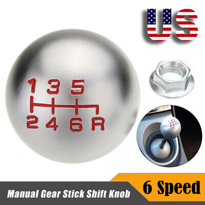 6 Speed Manual Gear Shift Knob Shifter MT Handle Type Aluminum Silver For Honda 