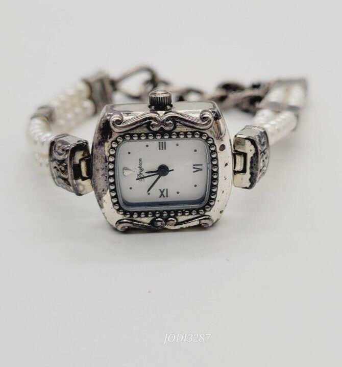 Vintage Brighton Emporia Women\'s Watch Faux Pearl Silver Tone Working Brighton Faux Pearl Emporia Watch Works New Battery RETIRED  main image 4