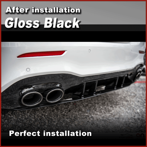 For Benz W177 A200 A250 Sport Gloss Black Rear Bumper Diffuser Lip Exhaust Tips - Picture 5 of 11