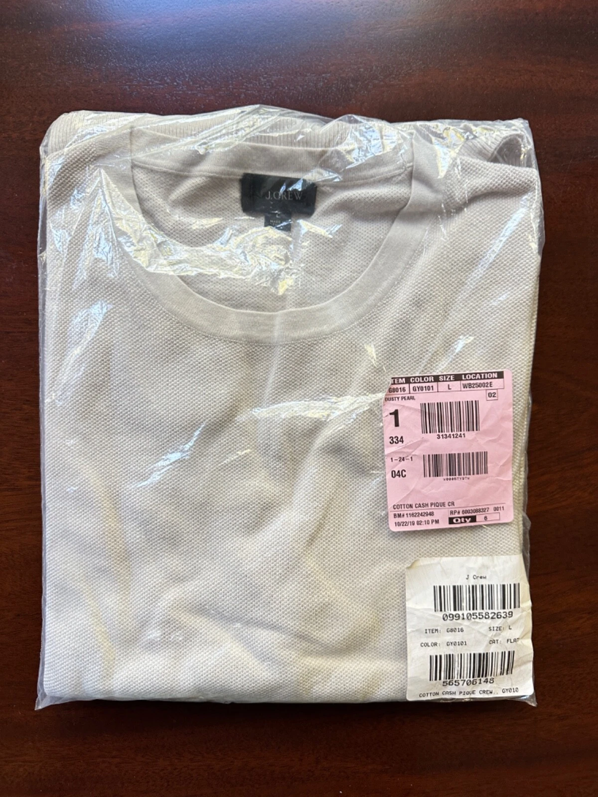 New 2019 J CREW Pique Cotton Cashmere Crewneck Sweater Oatmeal G8016 Large