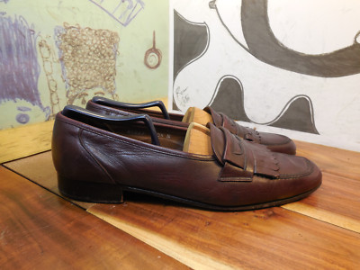 Steeple Gate Brown Leather Kiltie Penny Loafers Men display picture 2