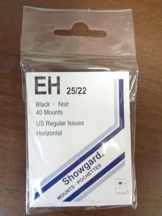 Showgard size EH25/22 black hingeless stamp mount NEW unopened pack 1st quality