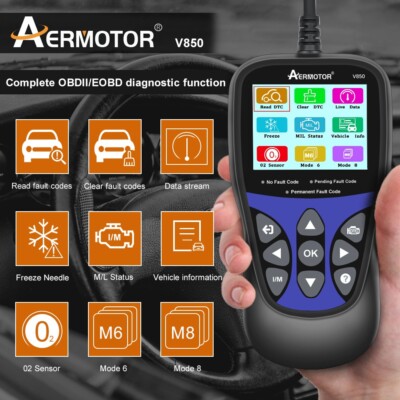 Aermotor V850 OBD2 Scanner Code Reader Car Diagnostic Scan Tool Check Engine