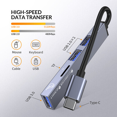 USB 3.0 HUB Verteiler Splitter Adapter Super Speed Datenhub 4 Port für Laptop PC