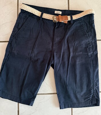 ESPRIT kurze Hose Shorts Bermuda Herren blau mit Gürtel Gr. 31