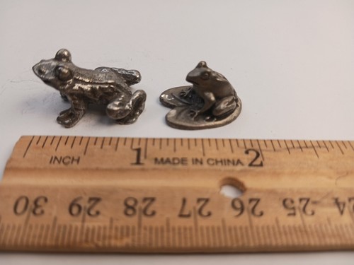 Toad Frog figurine statue Pewter Set Shelf Sitter Knick Knack Collectible Vtg - Picture 2 of 3
