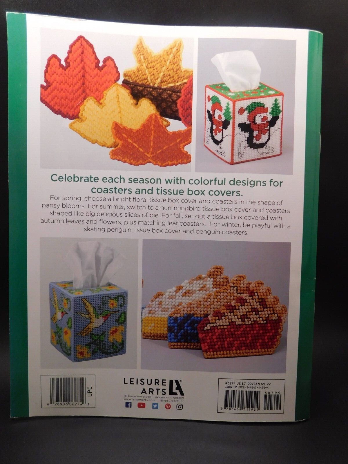 Leisure Arts Tissure Boxes & Coaster 8 colorful designs in plastic canvas eBay