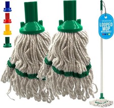 Cotton Mop Heads with Handle Replacement Colour Coded Floor Heavy Duty Socket