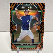 2022 Prizm Draft Picks Baseball Base Tiger Stripes #PDP50 Jackson Cox /99