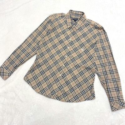 Burberry London] long sleeve shirt Nova check sizeL Beige EX