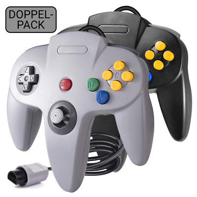 Zwei / 2 Controller Game-Pad    GRAU / SCHWARZ für Nintendo 64 / N64 (NEU)