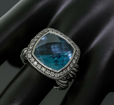 David Yurman Diamond Blue Topaz Midnight Melange Albion Silver 4mm