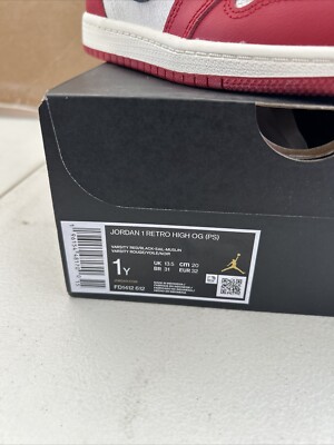 Nike Air Jordan 1 High OG PS Lost and Found FD1412-612 Size 1y