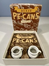 1937 H. Fishlove & Co. Dixie Pe•Cans Ceramic Miniature Chamber Pots with/Box