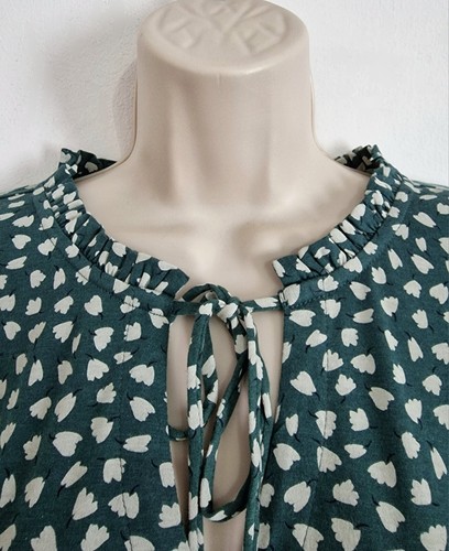 Seasalt Size 22 RRP £45 BNWT Green/White Floral Frilled Collar Jersey Blouse - Picture 4 of 17