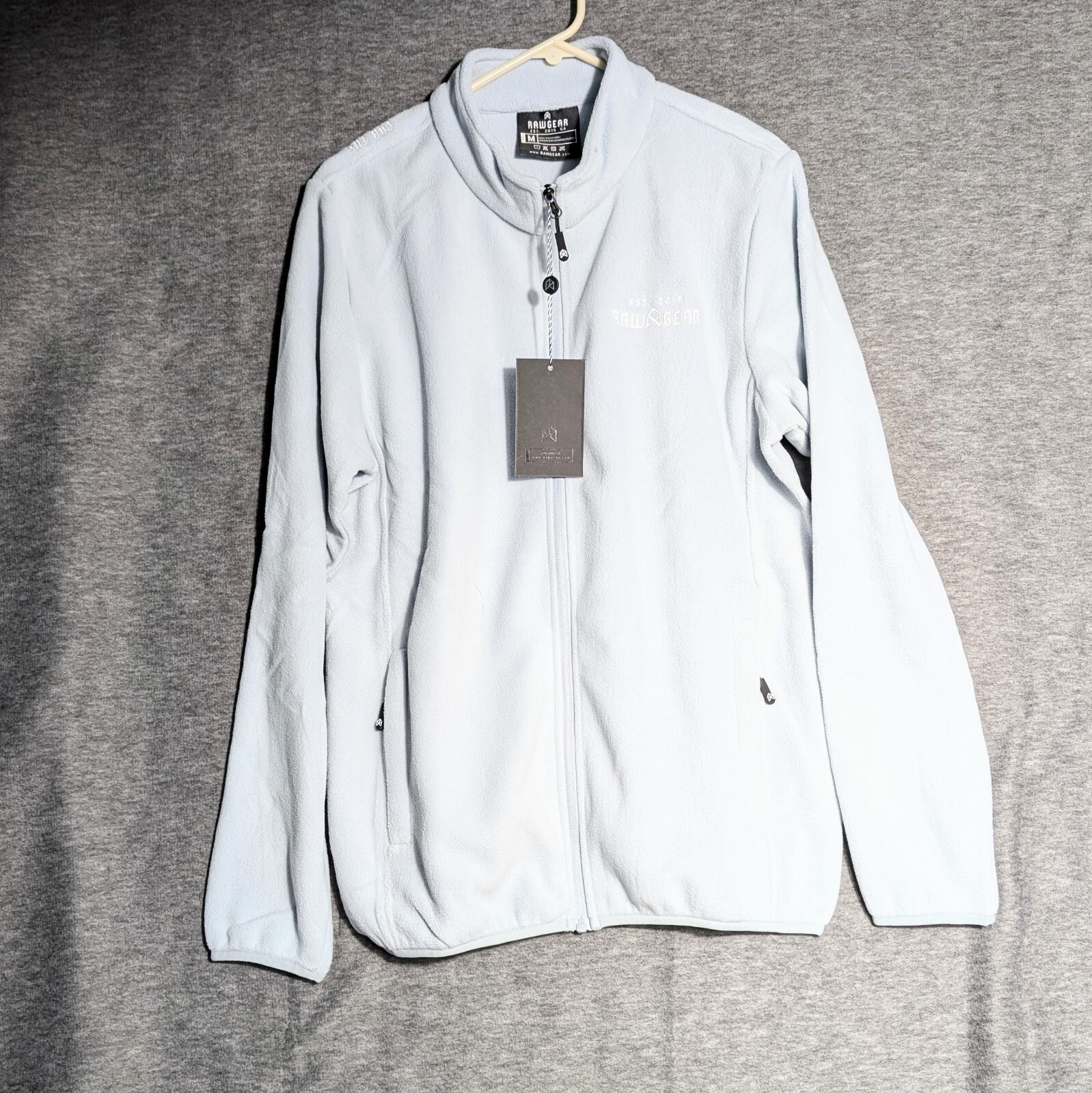 RawGear For The People Fleece Jacket Size Medium Blue Fog Full Zip Long Sleeve