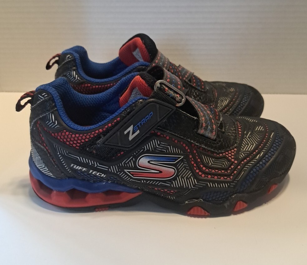 Skechers Boys Size Black Blue Red Tuff Tech Sneakers Shoes