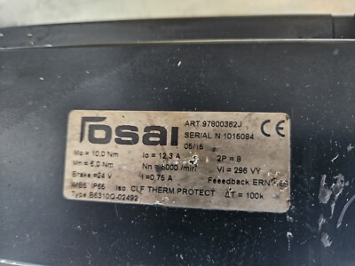 OSAI Servomotor B6310Q-02492, 97800362J, Used, Fully Working, Worldwide Shipp.