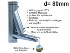 Zink Regenwasserklappe d= 80mm automatisch mit Schwimmer - rostfrei