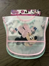 Disney Junior Minnie Mouse 2 Pack Be Kind Be Happy Water Resistant Toddler Bibs