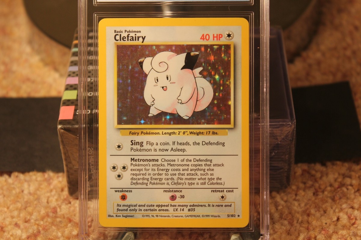 Holo Clefairy 5/102 Base Set Pokemon Card CGC 7.5 Near Mint+ PSA