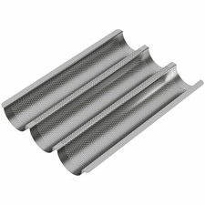 WELLGRO Baguetteblech f. 3 Baguettes Antihaftbeschichtung Backblech Brotbackform