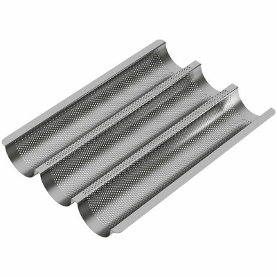 WELLGRO Baguetteblech f. 3 Baguettes Antihaftbeschichtung Backblech Brotbackform