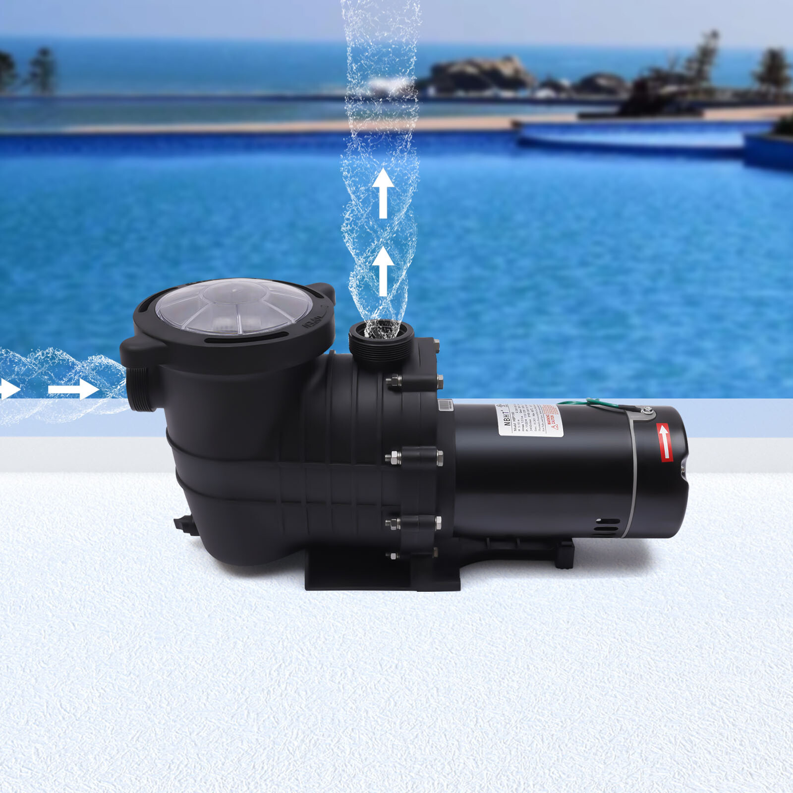 1.5HP Above Swimming Pool Pump Motor In/Above Ground w/ Strainer Filter Basket