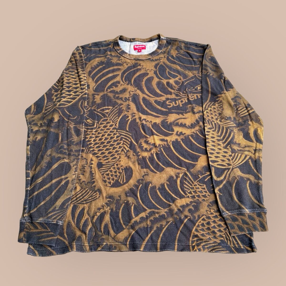 Supreme SS20 Waves KOI Japan Pattern Long Sleeve Shirt Supreme SS20 Waves KOI Japan Pattern Long Sleeve Shirt