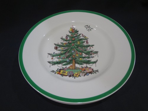 Spode China Christmas Tree with Green Edge - Set of 4 Dinner Plates MIE - Picture 3 of 7