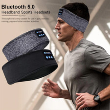 Unisex Wireless Bluetooth Headset Elastic Sports Headband over the Ear Hairband