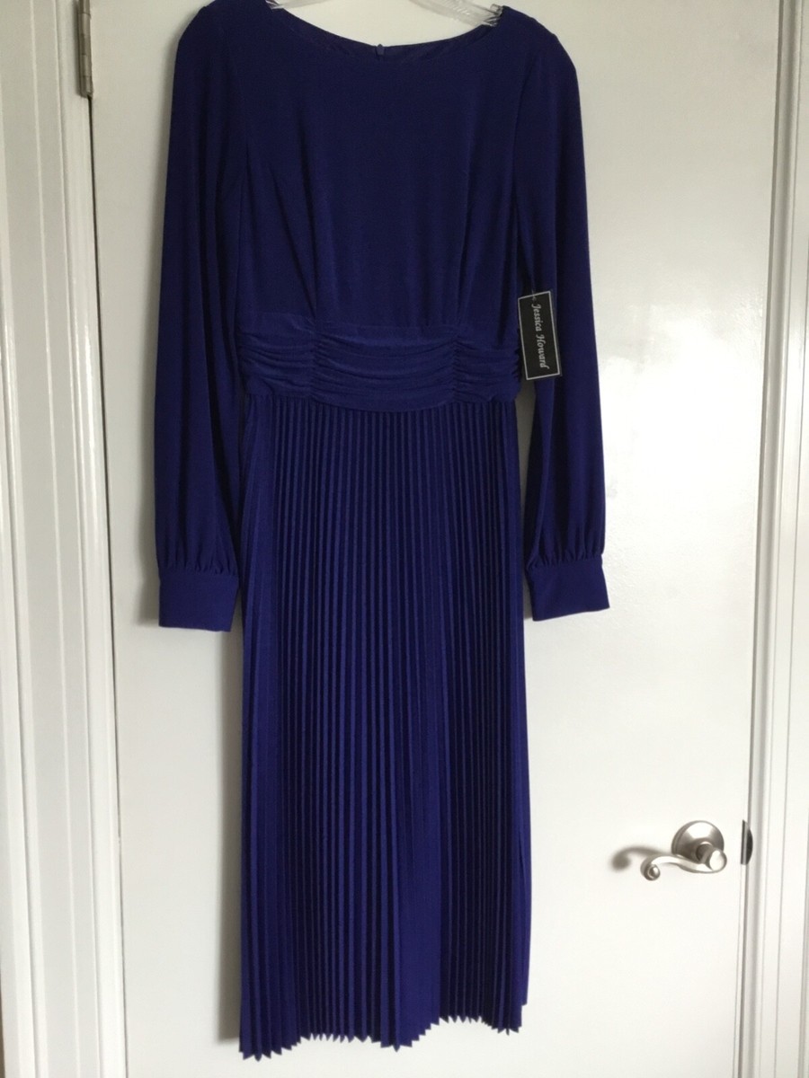 Jessica Howard Womens Dress Pleated Zipped Back Buttoned Sleeve