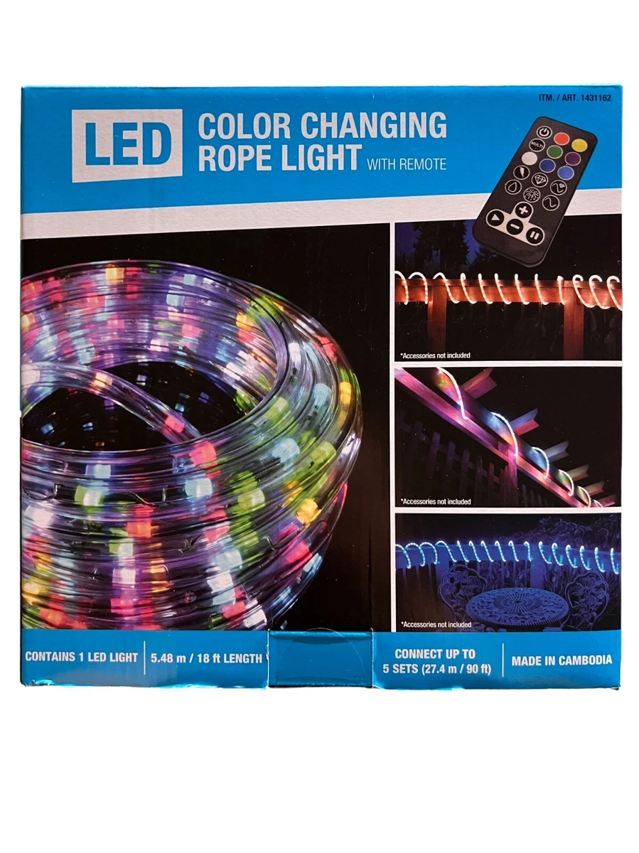 LED Color Changing 18 ft 5.48m Rope Light with Remote For Indoor Outdoor