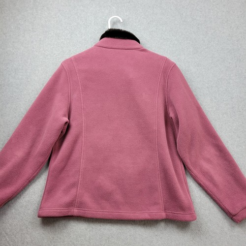 LL Bean Fleece Womens Medium Soft Cozy Jacket 0WK62 Fur Accent Collar Cozy - Picture 9 of 10