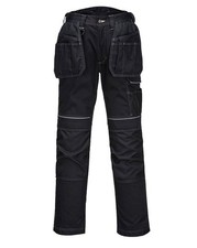 Image of Portwest PW3 Holster / Multi Pocket Work Trousers Free Kneepads Black 38 waist 
