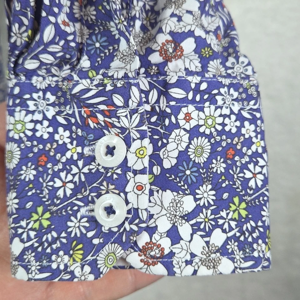 Camisa abotonada English Laundry para mujer púrpura cachemira caprichosa floral 100 % algodón Foto 4 de 4