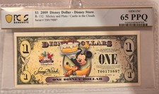 2009 1 $ Disney Dollar Disney Store Mickey Mouse et Pluton GEM UNC PCGS 65 PPQ