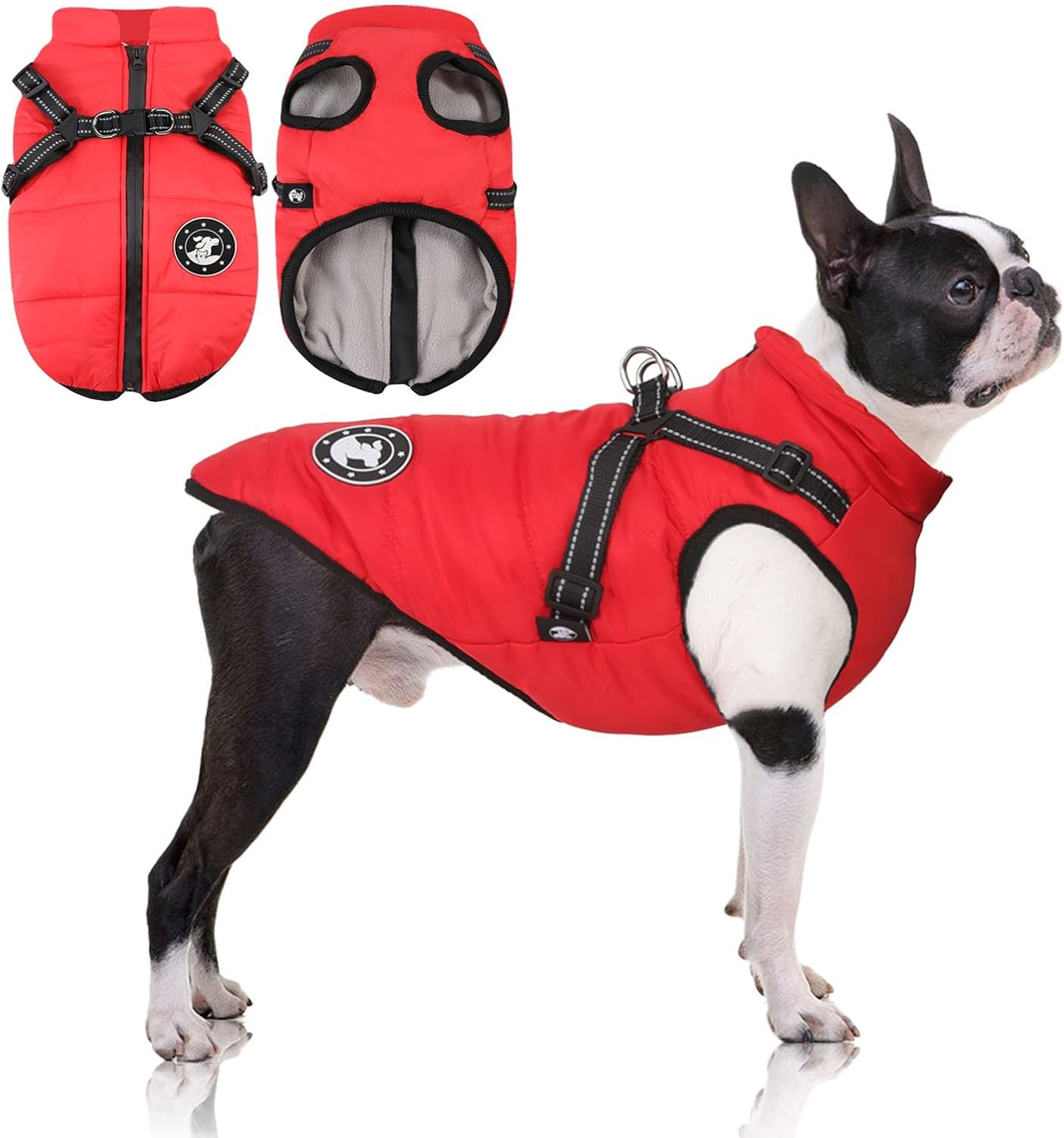 Giacca Invernale per Cani con Imbracatura | Impermeabile e Riflettente