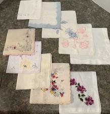 Vintage Hankies Lot of Ten Nice Linen Cotton Handkerchiefs Clean  Pressed