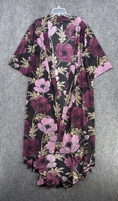 Coco + Carmen Dark Floral Sheer Duster Kimono Women s OS Boho Dramatic Whimsy