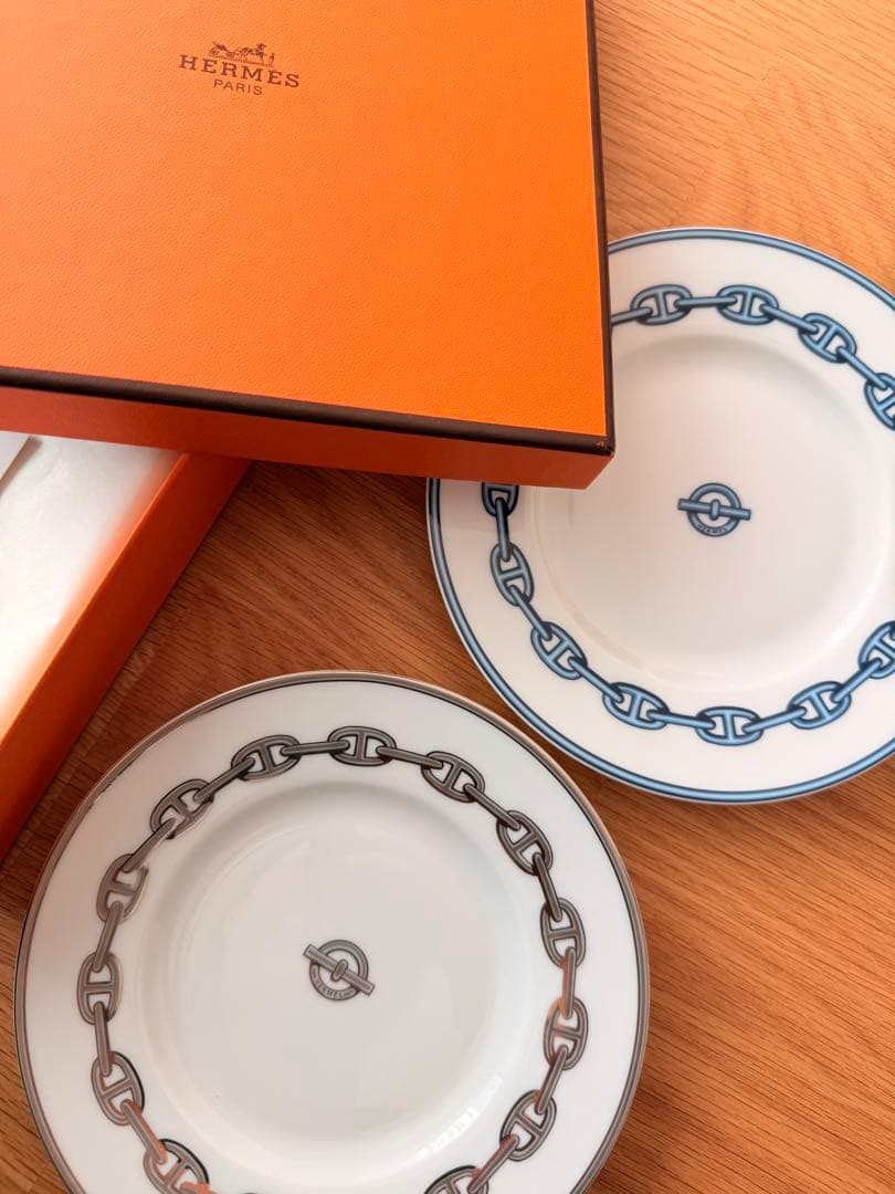 HERMES 皿 Hermes Bread Plate Chain D'Ancre Blue / Platinum Tableware Dish 2