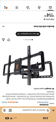 ECHOGEAR Full Motion TV Wall Mount Swivel Tilt Black for 42-90 in TVs